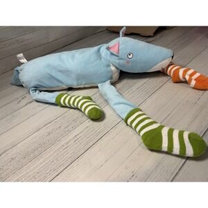 Ikea Barnslig Ulven Blue Dog Fox With Stripey Socks Soft Toy Plush Larger